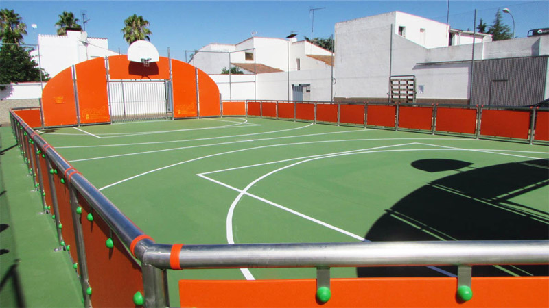 multisport court with surface finish artificial turf