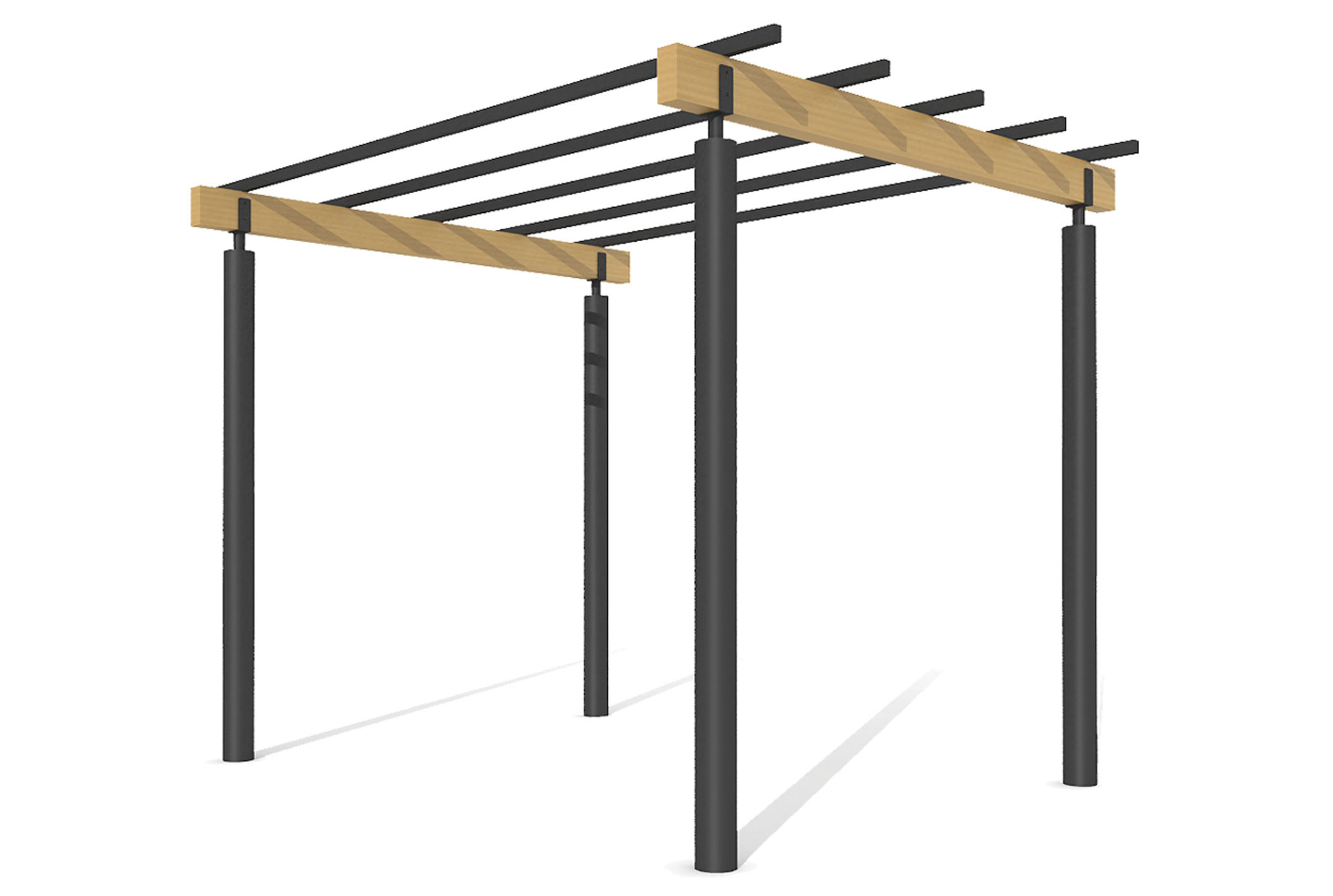 Pergola of wood and steel for outdoors